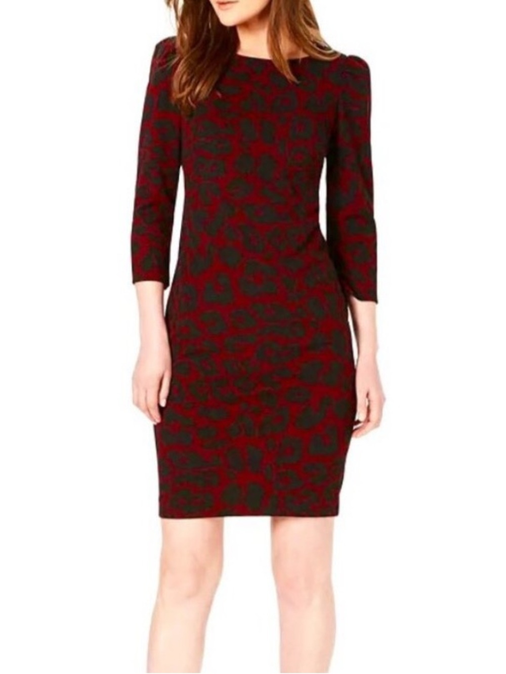 Red and Black Leopard Sheath Dress - Women